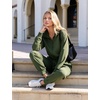 image:imageFlygo Womens Half Zip Collared Long Sleeve Jumpsuit with Pockets  Soft Stretch Lightweight Fabric Collared Half Zip Design Drawstring Elastic Waist Cuffed Jogger Legs with Side PocketsArmygreen