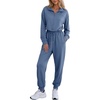 image:imageFlygo Womens Half Zip Collared Long Sleeve Jumpsuit with Pockets  Soft Stretch Lightweight Fabric Collared Half Zip Design Drawstring Elastic Waist Cuffed Jogger Legs with Side PocketsGreyblue