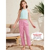 image:imageFlygo Girls Plaid Wide Leg Pants Gingham Elastic Waist Trousers Cute Print Bottoms with Slant PocketsRed 1314 Years