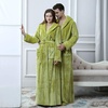 image:imageFlygo Mens Sherpa Lined Flannel Long Bathrobe Sleepwear with HoodieGreen