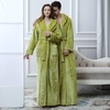 image:imageFlygo Mens Sherpa Lined Flannel Long Bathrobe Sleepwear with HoodieGreen