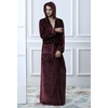 image:imageFlygo Mens Sherpa Lined Flannel Long Bathrobe Sleepwear with HoodieWine Red