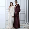 image:imageFlygo Mens Sherpa Lined Flannel Long Bathrobe Sleepwear with HoodieWine Red