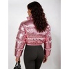 image:imageFlygo Womens Metallic Shiny Cropped Puffer Jacket Coat  Long Sleeve Padded Short Down Coat Winter Warm Stand Collar Side Pockets Waterproof Y2K Streetwear Rave Party FestivalsPink