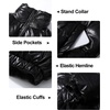image:imageFlygo Womens Metallic Shiny Cropped Puffer Jacket Coat  Long Sleeve Padded Short Down Coat Winter Warm Stand Collar Side Pockets Waterproof Y2K Streetwear Rave Party FestivalsBlack