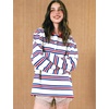 image:imageFlygo Womens Rugby Striped Polo Shirts Vintage Long Sleeve V Neck Preppy Pullover Top Y2K Lapel Collar Button Sweatshirts TeeBlue