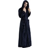 image:imageFlygo Mens Sherpa Lined Flannel Long Bathrobe Sleepwear with HoodieNavy