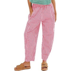 image:imageFlygo Girls Plaid Wide Leg Pants Gingham Elastic Waist Trousers Cute Print Bottoms with Slant PocketsRed 1314 Years