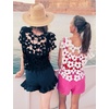 image:imageFlygo Hollow Out Floral Lace Vest Crop Top for Women 2026 Going Out Tops  Sleeveless Crochet Tops Cropped Summer Y2K Coverup Lightweight Breathable Seethrough Top Sexy Party VacationBlack