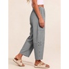 image:imageFlygo Women Casual Striped Barrel Pants Cotton Elastic Wide Leg Crop PantsBlack