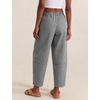 image:imageFlygo Women Casual Striped Barrel Pants Cotton Elastic Wide Leg Crop PantsBlack