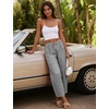image:imageFlygo Women Casual Striped Barrel Pants Cotton Elastic Wide Leg Crop PantsBlack