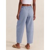 image:imageFlygo Women Casual Striped Barrel Pants Cotton Elastic Wide Leg Crop PantsDarkblue