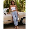 image:imageFlygo Women Casual Striped Barrel Pants Cotton Elastic Wide Leg Crop PantsDarkblue