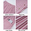 image:imageFlygo Women Casual Striped Barrel Pants Cotton Elastic Wide Leg Crop PantsRed