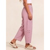 image:imageFlygo Women Casual Striped Barrel Pants Cotton Elastic Wide Leg Crop PantsRed