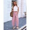image:imageFlygo Women Casual Striped Barrel Pants Cotton Elastic Wide Leg Crop PantsRed