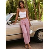 image:imageFlygo Women Casual Striped Barrel Pants Cotton Elastic Wide Leg Crop PantsRed
