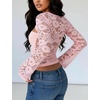 image:imageLace Long Sleeve Sexy Tops for Women Slim Going Out Crop Top  Bell Sleeve Y2K Cutout Date Party Night Out Shirts Stretchy Soft Sexy Flattering Seethrough Lace Mock Neck MeshPink