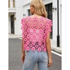 image:imageFlygo Hollow Out Floral Lace Top for women 2026 Summer Crop Going Out Tops  Sleeveless Crochet Tops Seethrough Top Cropped Y2K Cover up Lightweight Breathable Party Vacation Sexy Blouse TopPink