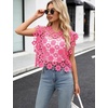 image:imageFlygo Hollow Out Floral Lace Top for women 2026 Summer Crop Going Out Tops  Sleeveless Crochet Tops Seethrough Top Cropped Y2K Cover up Lightweight Breathable Party Vacation Sexy Blouse TopPink