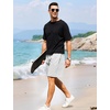 image:imageFlygo Mens 3 Pack Athletic Sweat Shorts Acid Washed Pants with Pockets  260Gsm Acid Washed Cotton Elastic Drawstring Waist Multi Pockets Retro Design 3Pack For Sports And Casual WearBlacklightgreygreen