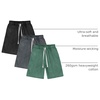 image:imageFlygo Mens 3 Pack Athletic Sweat Shorts Acid Washed Pants with Pockets  260Gsm Acid Washed Cotton Elastic Drawstring Waist Multi Pockets Retro Design 3Pack For Sports And Casual WearBlackdarkgreygreen