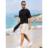 image:imageFlygo Mens 3 Pack Athletic Sweat Shorts Acid Washed Pants with Pockets  260Gsm Acid Washed Cotton Elastic Drawstring Waist Multi Pockets Retro Design 3Pack For Sports And Casual WearBlackdarkgreybeige