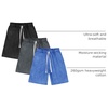 image:imageFlygo Mens 3 Pack Athletic Sweat Shorts Acid Washed Pants with Pockets  260Gsm Acid Washed Cotton Elastic Drawstring Waist Multi Pockets Retro Design 3Pack For Sports And Casual WearBlackdarkgreyblue