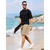 image:imageFlygo Mens 3 Pack Athletic Sweat Shorts Acid Washed Pants with Pockets  260Gsm Acid Washed Cotton Elastic Drawstring Waist Multi Pockets Retro Design 3Pack For Sports And Casual WearBlackdarkgreykhaki