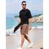 image:imageFlygo Mens 3 Pack Athletic Sweat Shorts Acid Washed Pants with Pockets  260Gsm Acid Washed Cotton Elastic Drawstring Waist Multi Pockets Retro Design 3Pack For Sports And Casual WearBlackdarkgreycoffee