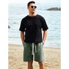 image:imageFlygo Mens 3 Pack Athletic Sweat Shorts Acid Washed Pants with Pockets  260Gsm Acid Washed Cotton Elastic Drawstring Waist Multi Pockets Retro Design 3Pack For Sports And Casual WearBlackdarkgreyarmygreen
