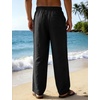 image:imageFlygo Mens Casual Linen Pants Baggy Loose Fit Drawstring with Pockets  Eco Recycled Linen Blend Breathable Adjustable Drawstring Waist Multi Pockets Relaxed Fit For Daily And SportsBlack
