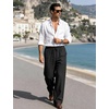 image:imageFlygo Mens Casual Linen Pants Baggy Loose Fit Drawstring with Pockets  Eco Recycled Linen Blend Breathable Adjustable Drawstring Waist Multi Pockets Relaxed Fit For Daily And SportsBlack