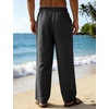 image:imageFlygo Mens Casual Linen Pants Baggy Loose Fit Drawstring with Pockets  Eco Recycled Linen Blend Breathable Adjustable Drawstring Waist Multi Pockets Relaxed Fit For Daily And SportsGrey