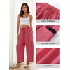 image:imageFlygo Womens Flowy Drawstring Wide Leg Pants with Side Pockets  Lightweight Breathable Fabric Elastic Drawstring Waist Loose Wide Leg Fit Big Side Pockets for Casual Daily WearPink