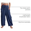image:imageFlygo Womens Flowy Drawstring Wide Leg Pants with Side Pockets  Lightweight Breathable Fabric Elastic Drawstring Waist Loose Wide Leg Fit Big Side Pockets for Casual Daily WearNavy Blue