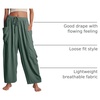 image:imageFlygo Womens Flowy Drawstring Wide Leg Pants with Side Pockets  Lightweight Breathable Fabric Elastic Drawstring Waist Loose Wide Leg Fit Big Side Pockets for Casual Daily WearGreen