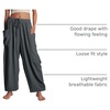 image:imageFlygo Womens Flowy Drawstring Wide Leg Pants with Side Pockets  Lightweight Breathable Fabric Elastic Drawstring Waist Loose Wide Leg Fit Big Side Pockets for Casual Daily WearDark Grey