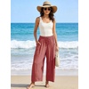 image:imageFlygo Womens Flowy Drawstring Wide Leg Pants with Side Pockets  Lightweight Breathable Fabric Elastic Drawstring Waist Loose Wide Leg Fit Big Side Pockets for Casual Daily WearDusty Rose