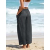 image:imageFlygo Womens Flowy Drawstring Wide Leg Pants with Side Pockets  Lightweight Breathable Fabric Elastic Drawstring Waist Loose Wide Leg Fit Big Side Pockets for Casual Daily WearDark Grey