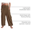 image:imageFlygo Womens Flowy Drawstring Wide Leg Pants with Side Pockets  Lightweight Breathable Fabric Elastic Drawstring Waist Loose Wide Leg Fit Big Side Pockets for Casual Daily WearCoffee