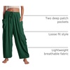 image:imageFlygo Womens Flowy Drawstring Wide Leg Pants with Side Pockets  Lightweight Breathable Fabric Elastic Drawstring Waist Loose Wide Leg Fit Big Side Pockets for Casual Daily WearDark Green