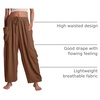 image:imageFlygo Womens Flowy Drawstring Wide Leg Pants with Side Pockets  Lightweight Breathable Fabric Elastic Drawstring Waist Loose Wide Leg Fit Big Side Pockets for Casual Daily WearBrown