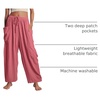 image:imageFlygo Womens Flowy Drawstring Wide Leg Pants with Side Pockets  Lightweight Breathable Fabric Elastic Drawstring Waist Loose Wide Leg Fit Big Side Pockets for Casual Daily WearPink