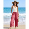 image:imageFlygo Womens Flowy Drawstring Wide Leg Pants with Side Pockets  Lightweight Breathable Fabric Elastic Drawstring Waist Loose Wide Leg Fit Big Side Pockets for Casual Daily WearPink