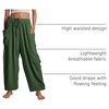 image:imageFlygo Womens Flowy Drawstring Wide Leg Pants with Side Pockets  Lightweight Breathable Fabric Elastic Drawstring Waist Loose Wide Leg Fit Big Side Pockets for Casual Daily WearArmy Green