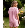 image:imageFlygo Womens Gingham Pajamas Set Cotton Plaid 2 Piece Pjs Set Sleepwear  100 Cotton Lounge Sets Scalloped Collar Shirt Short Sleeve Button Y2K Shorts Elastic Waist Pockets Summer OutfitsPink