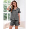 image:imageFlygo Womens Gingham Pajamas Set Cotton Plaid 2 Piece Pjs Set Sleepwear  100 Cotton Lounge Sets Scalloped Collar Shirt Short Sleeve Button Y2K Shorts Elastic Waist Pockets Summer OutfitsBlack