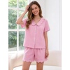 image:imageFlygo Womens Gingham Pajamas Set Cotton Plaid 2 Piece Pjs Set Sleepwear  100 Cotton Lounge Sets Scalloped Collar Shirt Short Sleeve Button Y2K Shorts Elastic Waist Pockets Summer OutfitsPink